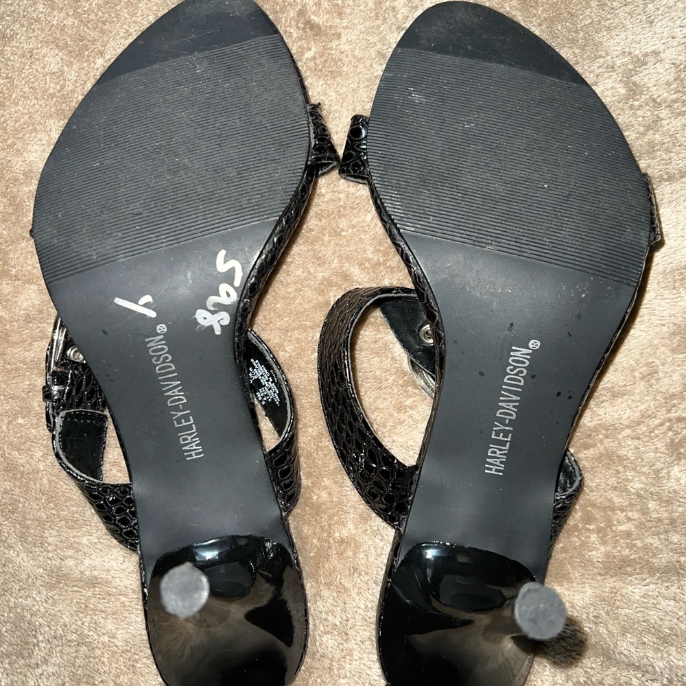 Harley Davidson Black Sandal Heels Size 6.5M - Picture 6 of 6